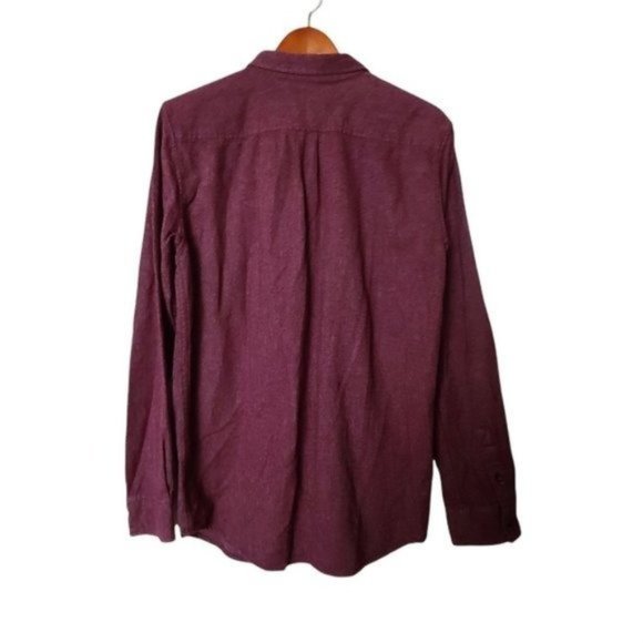 On The Byas Men's L Large Button up Shirt Maroon 100% Cotton Pocket - Picture 8 of 8